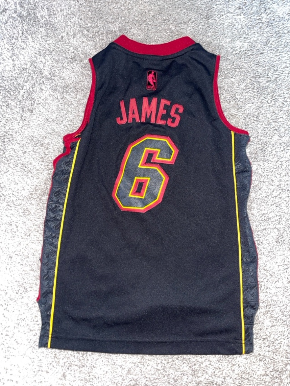 NBA Black LeBron James #6 Jersey with Red and Yellow Accents